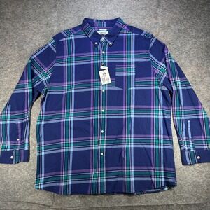 Crown & Ivy Shirt Men's 2XL Blue Plaid Classic Fit Long Sleeve Button-Down NWT